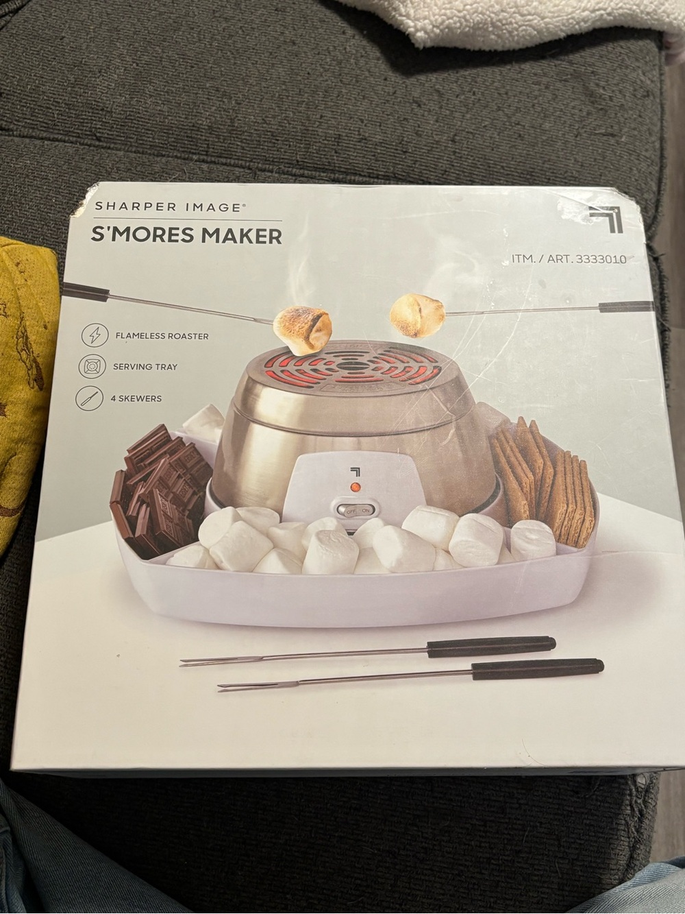 Sharper Image White and Stainless S'mores Maker with Black Skewer Handles